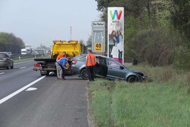 Unfall auf Welser Autobahn endet glimpflich