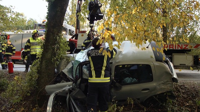 PKW-Lenkerin (18) kracht bei Verkehrsunfall in Dietach frontal gegen Baum