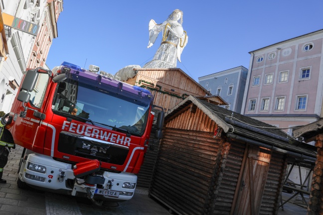 Taube durch Feuerwehr aus Geschäftslokal in Wels-Innenstadt gerettet