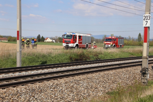 Brand am Bahndamm der Westbahnstrecke in Marchtrenk rasch abgelöscht