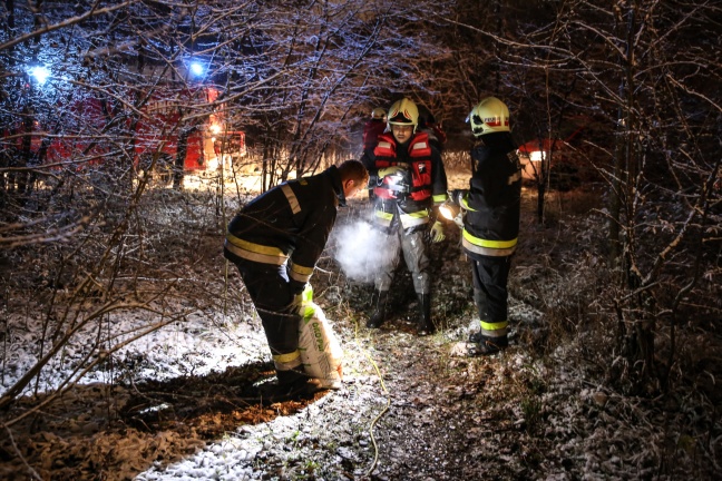 Umfangreicher Einsatz der Feuerwehren nach Dieselaustritt in Wels-Lichtenegg