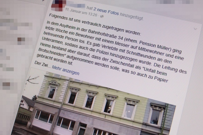 Facebook-Postings über "Verletzte beim Brotschneiden in Welser Asylunterkunft" offenbar Gerüchte