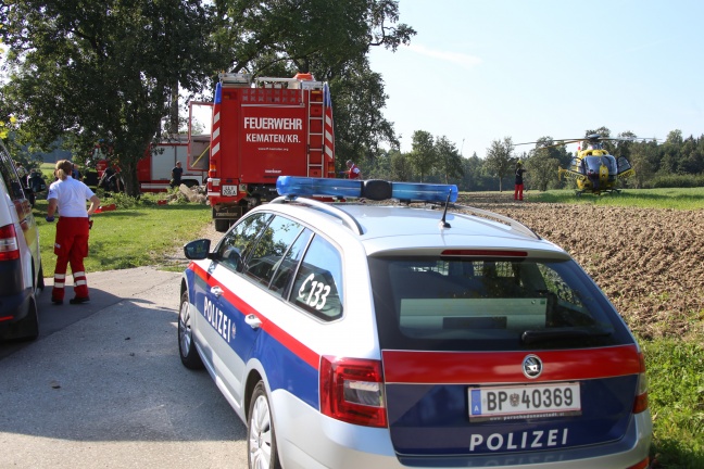 Schwerer Unfall mit Rasenmähertraktor in Kematen an der Krems