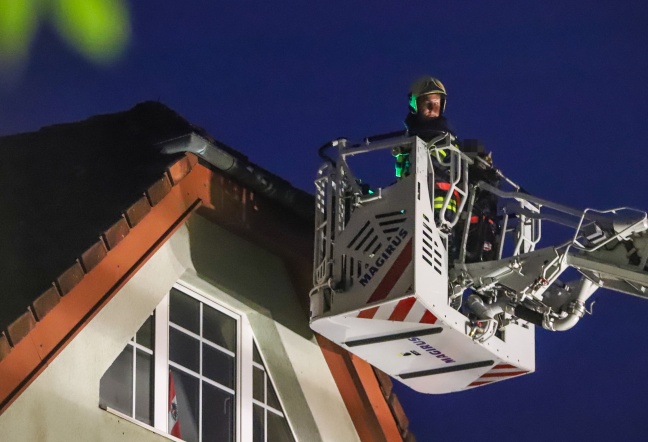 Kater "Wolle" durch Feuerwehr vom Dach eines Hauses in Wels-Lichtenegg gerettet