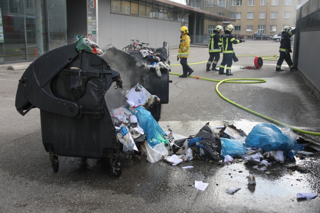 Neuerlicher Brand im Müllraum der Bahnhof City Wels in Wels-Innenstadt