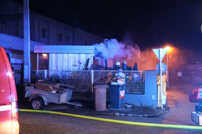 Brand einer Saunahütte in Wels-Lichtenegg