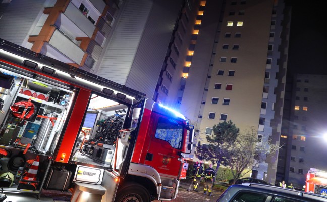 Wohnungsbrand im 11. Stock eines Hochhauses in Leonding
