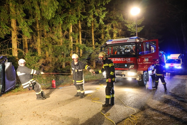 Autolenker bei Kollision mit Baum in Offenhausen verletzt