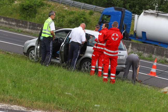 Verkehrsunfall auf Innkreisautobahn bei Aistersheim endet glimpflich