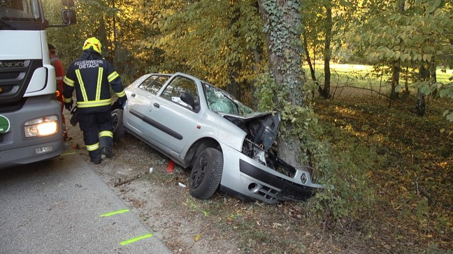 PKW-Lenkerin (18) kracht bei Verkehrsunfall in Dietach frontal gegen Baum