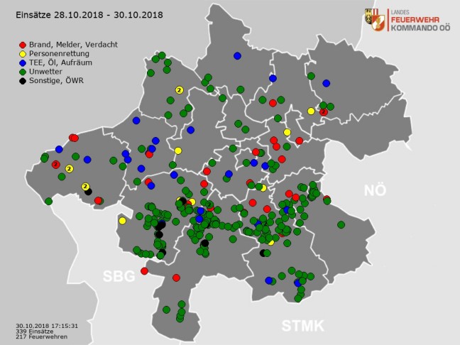 Viele Einsätze und teils schwere Schäden nach Föhnsturm über Oberösterreich