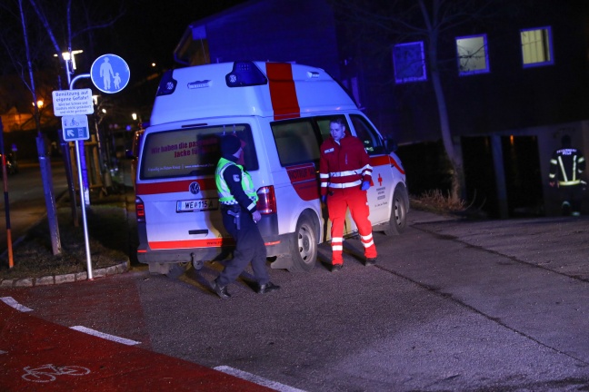 Auto bei Unfall in Wels-Innenstadt samt Lenker und Beifahrer in die Traun gestürzt
