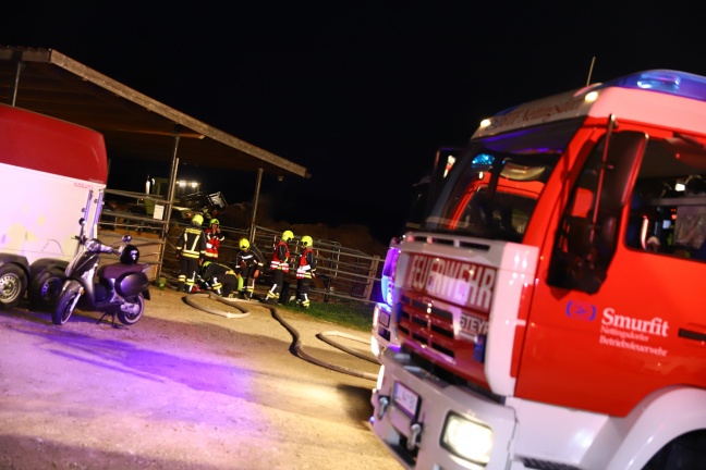 Vier Feuerwehren bei Brand eines überdimensionalen Misthaufens in Ansfelden im Einsatz