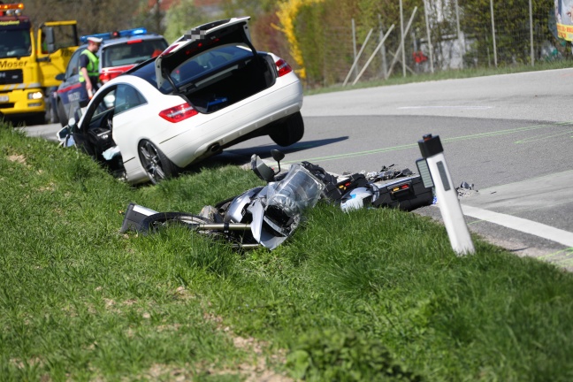 Motorradlenker bei missglücktem Überholmanöver in St. Marien schwer verletzt