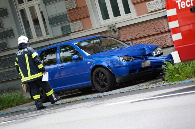 Unfallstelle in Wels-Innenstadt beschäftigt Einsatzkräfte