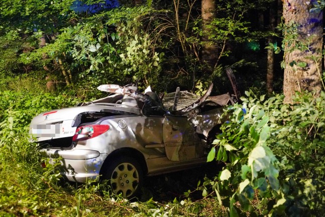 Frontal gegen Baum: Alkolenker flüchtet nach schwerem Crash bei Moosdorf vom Unfallort