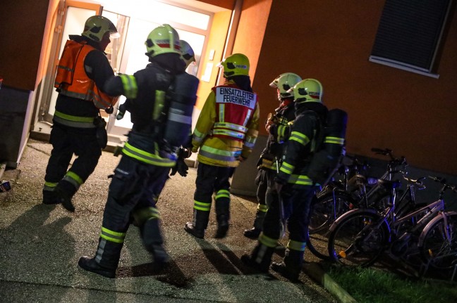 Feuerwehr böswillig zu einem Mehrparteienwohnhaus in Wels-Neustadt alarmiert