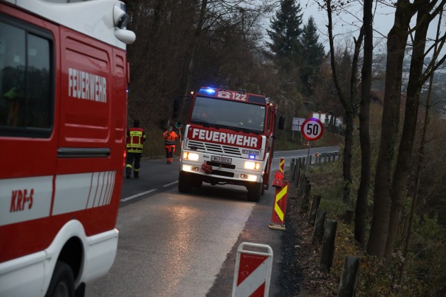 Gefahrensituation: Feuerwehr zu Untersttzung bei Holzarbeiten in Thalheim bei Wels alarmiert