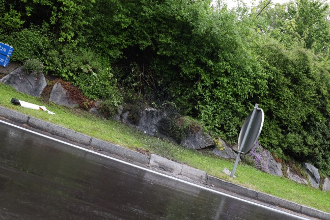 Crash gegen Kreisverkehr: Steininsel stoppte Alkolenker in Wallern an der Trattnach