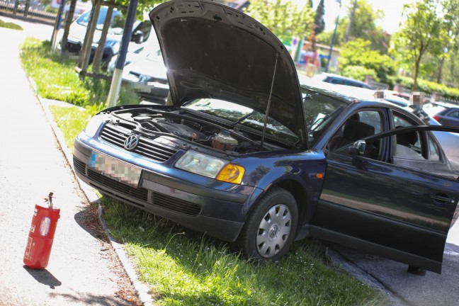 Brand im Innenraum eines abgestellten Autos in Wels-Neustadt