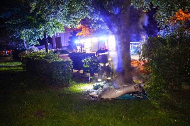 Brand einer mobilen Toilettenkabine in Wels-Neustadt