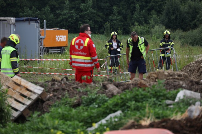 Gasaustritt aus beschädigter Leitung auf Baustelle in Weibern