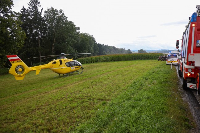 Personenrettung nach schwerem Forstunfall in Wels-Puchberg