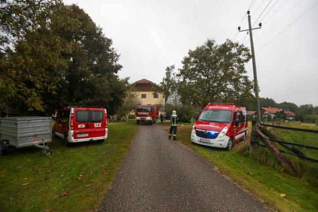 Acht Feuerwehren bei Brand einer Hackschnitzelheizung in Feldkirchen bei Mattighofen im Einsatz