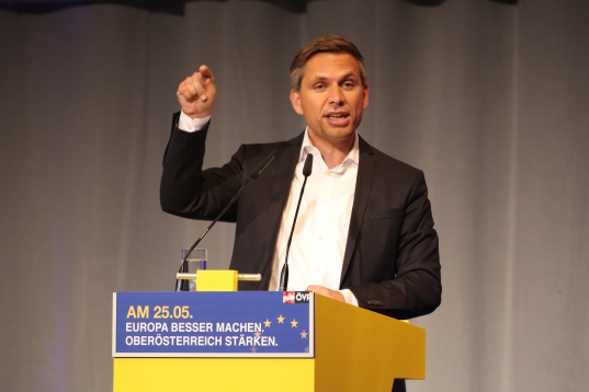 Minister Sebastian Kurz (ÖVP) beim "Auftakt zum Endspurt" vor der EU-Wahl