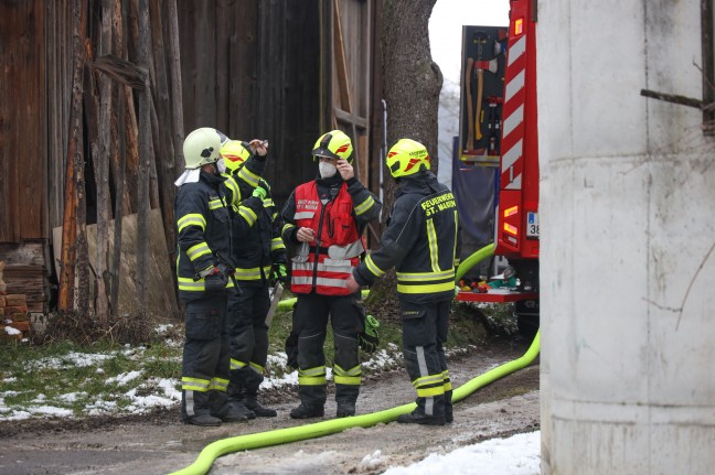 Drei Feuerwehren bei Brand im Heizraum eines Bauernhofes in St. Marien im Einsatz