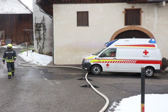 Drei Feuerwehren bei Brand im Heizraum eines Bauernhofes in St. Marien im Einsatz