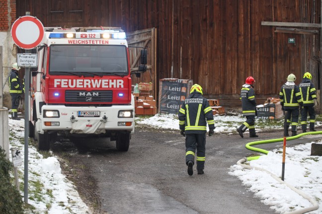 Drei Feuerwehren bei Brand im Heizraum eines Bauernhofes in St. Marien im Einsatz