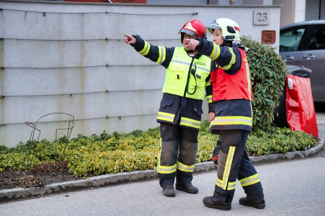 Einsatzkrfte bei Brand in einem Wohnhaus in St. Georgen an der Gusen im Einsatz