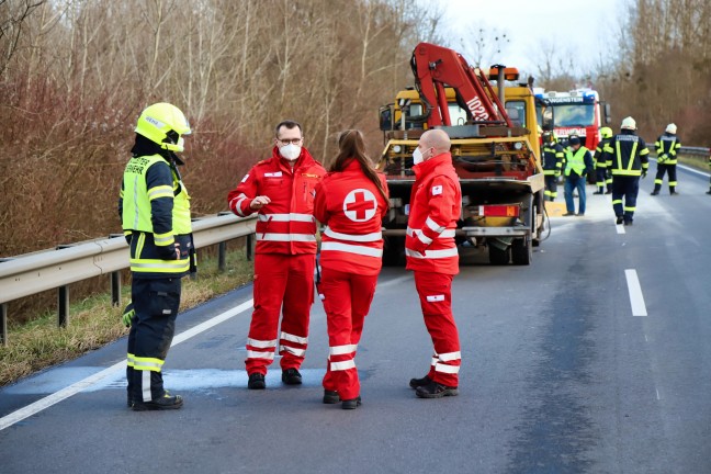 Autolenker (40) bei Frontalcrash auf der Donaustraße in Langenstein tödlich verletzt