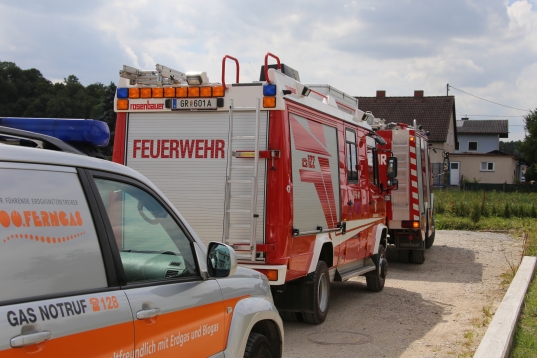 Einsatz wegen beschädigter Gasleitung durch Bauarbeiten in Schlüßlberg