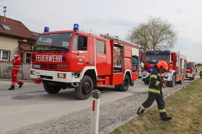 Drei Feuerwehren bei Brand im Heizraum eines Hauses in Vorchdorf im Einsatz
