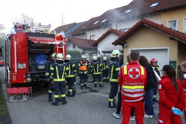 Brand in der Garage eines Reihenhauses in Wels-Neustadt