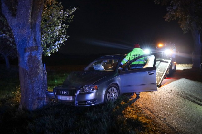 Vollbesetzter PKW an Gemeindegrenze zwischen Rohr im Kremstal und Sierning gegen Baum geprallt