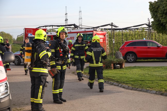Brand in einem Hackschnitzelbunker auf einem Bauernhof in Dietach