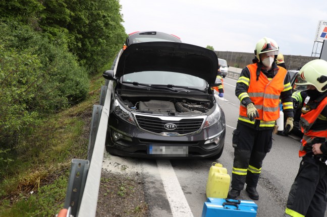 Auto auf Welser Autobahn bei Wels-Puchberg gegen Leitschiene gekracht