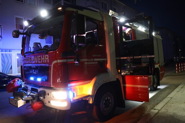 Brand eines Baumstumpfes in Wels-Vogelweide sorgt fr Einsatz der Feuerwehr