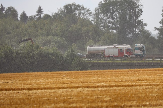 Auto auf Westautobahn bei Eggendorf im Traunkreis ausgebrannt