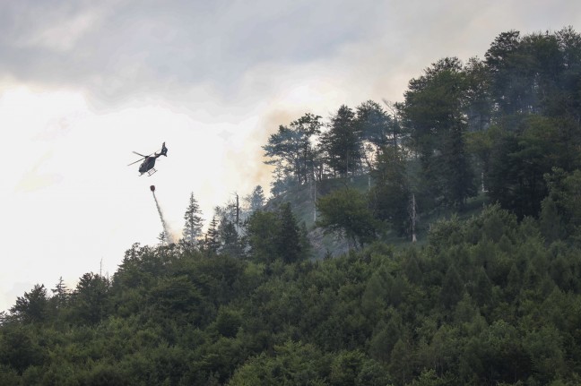 Großeinsatz bei Waldbrand am Brunnkogel in Ebensee am Traunsee