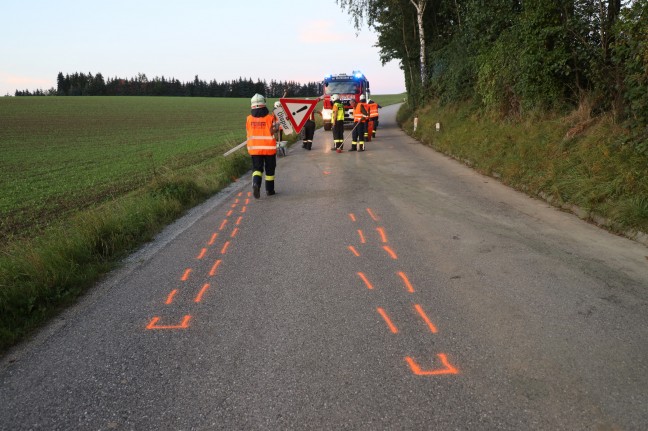 Drei Verletzte bei Kollision zwischen PKW und Pritschenwagen in Buchkirchen