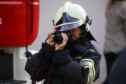 Groe Einsatzbung der Feuerwehren im Ortszentrum von Oftering