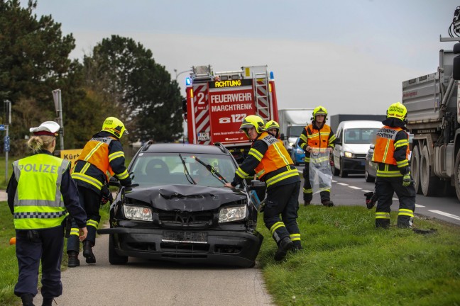 Stau im Berufsverkehr nach Auffahrunfall auf Wiener Strae bei Marchtrenk