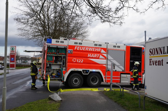 Feuerwehr bei Brand eines Batteriepakets eines Hybridfahrzeuges in Leonding im Einsatz