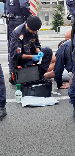 Klimakleber blockierten die Nibelungenbr�cke in Linz-Urfahr