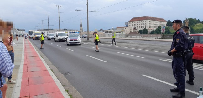 Klimakleber blockierten die Nibelungenbr�cke in Linz-Urfahr