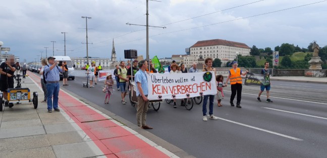 Klimakleber blockierten die Nibelungenbr�cke in Linz-Urfahr